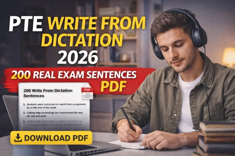 PTE Write From Dictation 2026 – 200 Real Exam Sentences PDF