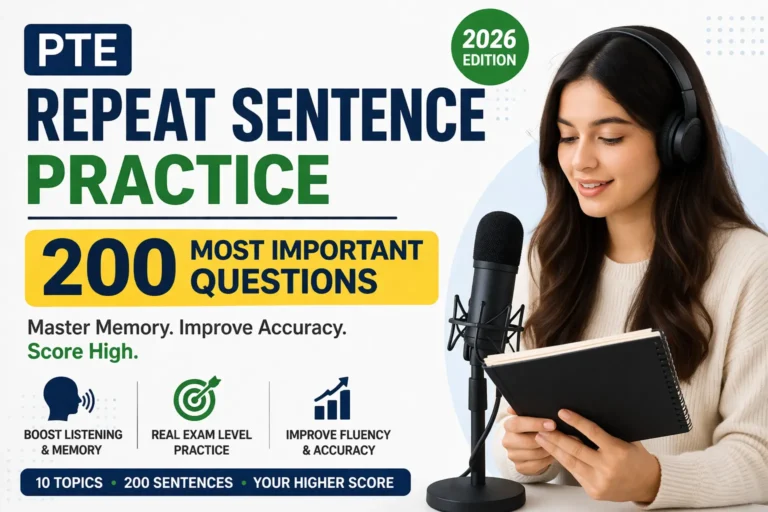 PTE Repeat Sentence Practice 2026 – 200 Most Important Questions